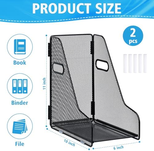 2 Pack Large Binder Folder Holder for Desk Metal Mesh Magazine File Holder (2) - Image 2