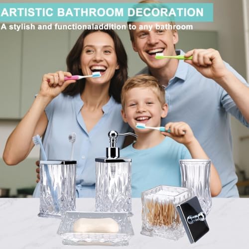 Clear Bathroom Accessories, Square Thick Glass & Metal Pump - Image 2