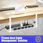 Under Desk Cable Management Tray 2 Pack, Xpatee Upgraded Wire Management No Drill No Screws, Cable Tray with Clamp for Wire Organizers, Computer Cord Rack for Office, Home - No Damage to Desk White - Image 6