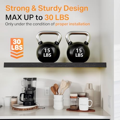 BAYKA Black Floating Shelves 35.4in, Set of 3, Wall Mounted for Wall Decor - Image 5