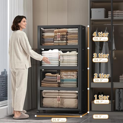 UAMFURI Stackable Storage Bins, 896QT Collapsible Drawers with 2 Lids - Image 2