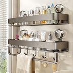 Suction Cup Shower Caddy, 1 Pack Shower Shelves for Inside Shower No Drilling,Large Capacity Removable Bathroom Shelf Storage Rack (50cm-With Pole) - Image 3