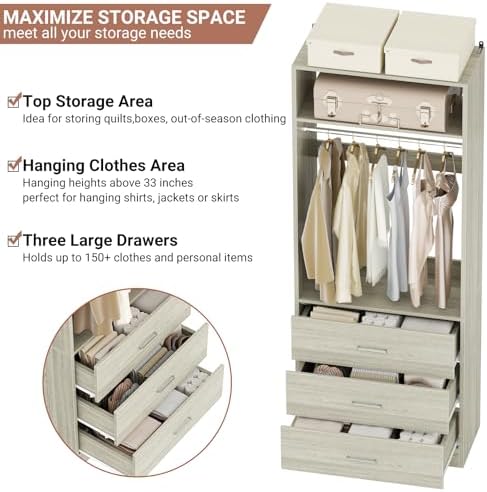 Besiost Closet Systems with 6 Wood Drawers, Closet System Set of 2 - Image 5