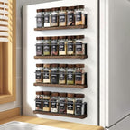 4 Pack Strong Magnetic Spice Rack Organizer for Refrigerator and Microwave Oven, Metal Fridge Shelf, Space Saver for Kitchen Organization and Storage, Black by KitHero