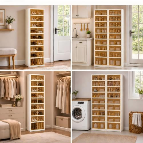 9-Tier Tall Foldable Shoe Rack Set 2 with Wheels, Fits 18 Pairs - Image 7