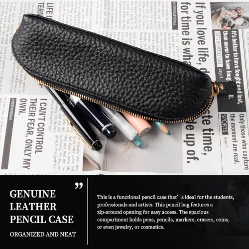 Gexmil Genuine Leather Pen Case, Hand-made Stationery Bag for Work Office - Image 6