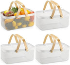Sadnyy 4 Pcs White Metal Wire Storage Basket with Handle Mesh Harvest Durable Vegetables Fruit Toy Basket for Garden Organizing, Kitchen, Countertop, Closet, Bedroom (16 x 9.8 x 7.1 Inch) by Sadnyy