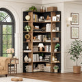 FOTOSOK 72" Corner Bookshelf, 6-Tier Bookshelf and Bookcase, Black/Brown by FOTOSOK