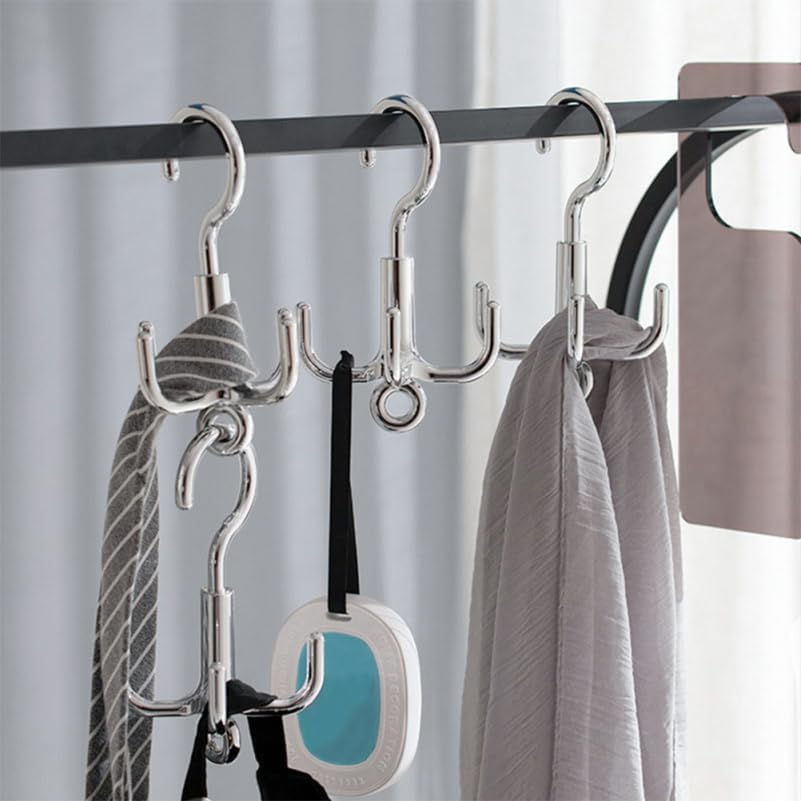 Alipis 4-Claw Rotary Hook Organizer Belt Hanger for Coats Hats Bags and Ties Hanging Rack Space-Saving Accessory Organizer 3-Pack 6.49 X 6.49 X 8.85 in - Image 3