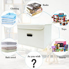 STOREONE Fabric Storage Cube Bins Foldable Organizer Container Collapsible Basket with Lids and Metal Handles, for Home, Bedroom, Closet 6 Pcs (Creamy-White) - Image 3