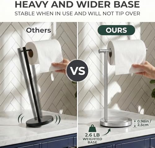 Hoimpro Hand Towel Holder Stand Towel Bar Rack Countertop Brushed Nickel - Image 6