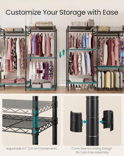 SONGMICS Closet Organizers and Storage, Clothes Rack with Shelves - Image 4