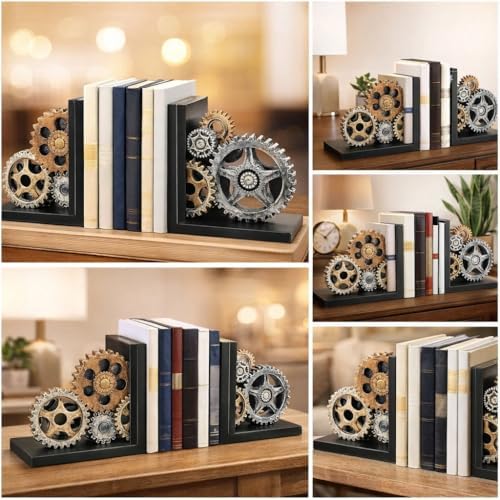 Bellaa Gear Bookends, Steampunk, Heavy Duty, 20881 - Image 4