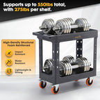 ELAFROS 2-Tier Heavy Duty Utility Rolling Cart, 34 x 17 in, 5" Wheels, Gray - Image 6