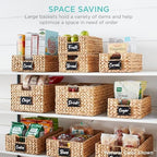 Best Choice Products Pantry Baskets Set of 2 16x12in Water Hyacinth Storage Baskets, Woven Wicker Kitchen Organizers with handles w/Chalkboard Label Chalk Marker - Gray - Image 4