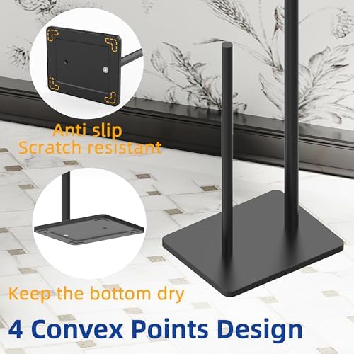 RUACQ Bathroom Toilet Paper Holder Stand with Storage, Matte Black - Image 6
