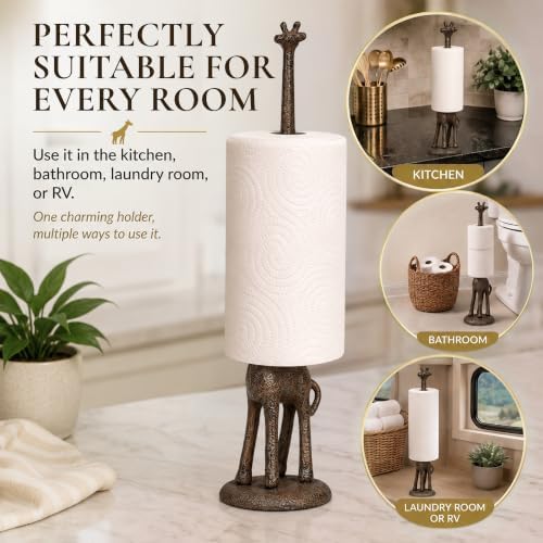 Wallcharmers Rustic Giraffe Paper Towel Holder & Metal Toilet Paper Stand - Image 7