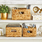 Honey-Can-Do Banana Leaf Storage Baskets, Water Hyacinth Woven Basket, Decorative Baskets-Shelves, Basket-Gifts, Closet, Pantry & Home Organization, Set of 3, Multi-Size, 9" Lx9" Wx6" H (Pack of 3) - Image 7