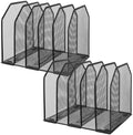 Vertical File Organizer for Desk, 2 Pcs Metal Mesh Holder with 5 Compartments, Desktop Document Storage Stand & File Folder Rack, Office Desk Organizer - 9.3"x8.5"x7.9" by Unknown