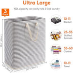Lifewit 100L Large Laundry Baskets, Laundry Hampers Bags, 3 Pack, Grey - Image 4