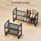 ELYKEN Expandable Shoe Rack for Closet, 2-Tier Metal Black Shoe Organizer - Image 4