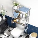 3-Tier Over The Toilet Storage, Freestanding Metal Bathroom Shelves, Above Toilet Storage Rack with Hooks and Paper Holder, Space-Saving, for Bathroom Restroom Laundry, Black - Image 4