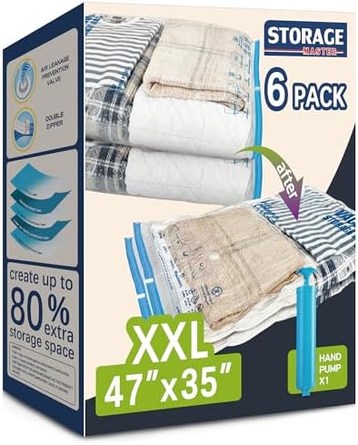 XXL Jumbo Vacuum Storage Bags, for Blanket, Bedding, Comforters by StorageMaster