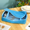 Teenyyou Zippered Flatware Storage Drawer Liner Silverware Storage Bag Tarnish Preventative Silver Organizer Cutlery Case Container Box Large Capacity Silverware Chest 15.75" x 11.02" x 3.94"(Blue) by Teenyyou