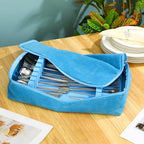 Teenyyou Zippered Flatware Storage Drawer Liner Silverware Storage Bag Tarnish Preventative Silver Organizer Cutlery Case Container Box Large Capacity Silverware Chest 15.75" x 11.02" x 3.94"(Blue) by Teenyyou