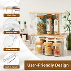 Criusia 2 Large and 2 Small Pantry Organizers and Storage with Bamboo Lids, Stackable Clear Bins for Onion, Potato, Fruit, Vegetables, Trash Bag Dispenser, Kitchen and Under Sink Organizer - Image 5