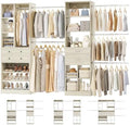 Besiost Closet System, Up to 128.6"/10.7 FT Closet Organizer with 4 Wooden Drawers and Shelves, Walk-in Closet System with 6 Hanging Rods, Built-in Closet Fit 96"/8FT, 120"/10FT, Greige Oak Set 2 by Besiost