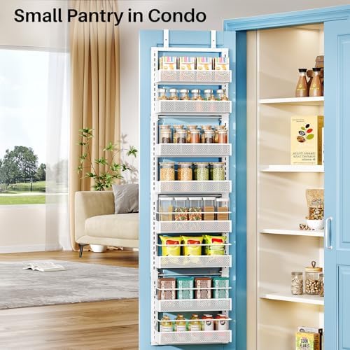 SNTD 8 Tiers Narrow Over the Door Organizer, 12.3"W x 4.7"D x 69"H, White - Image 3