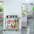 Seville Classics 3-Tier UltraDurable Commercial-Grade NSF-Certifed Service Utility Storage Cart, 34" W, Chrome (1 Pallet of 34 Packs) - Image 2