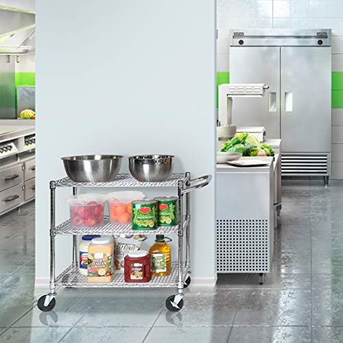 Seville Classics 3-Tier UltraDurable Commercial-Grade NSF-Certifed Service Utility Storage Cart, 34" W, Chrome (1 Pallet of 34 Packs) - Image 2