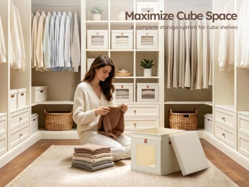 Homsorout Cube Storage Bins with Lids - Front Opening, Clear Window, 4 Pack - Image 5