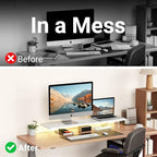 AFOOYO Monitor Stand Riser,31.5-Inch LED Light Wood Computer Monitor Stand with Adjustable Acrylic Legs,Desk Accessories Desktop Organizer Stand for, Computer,Laptop,Printer,PC TV Screen Riser,White - Image 5