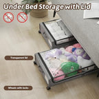 FOUCSSOMEI UnderBed Storage Containers, UnderBed Shoe Storage with Wheels, Under Bed Drawers for Clothes Book Blankets, Dorm Bedroom Organizer - Image 4