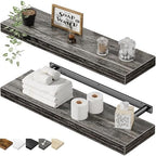 QEEIG Bathroom Long Floating Shelves for Wall (Grey, Set of 2, 23.6") by QEEIG