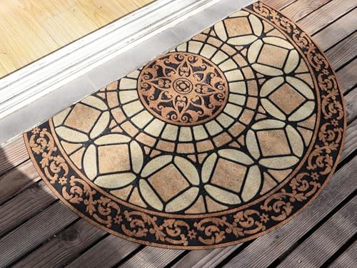 CHICHIC Entrance Door Mat Large 18 x 30 Inch Entry Way Doormat Front Door Rugs Outdoors Heavy Duty Welcome Mat Non Slip Rubber Back Low Profile for Garage, Patio, High Traffic Area, Semicircle - Image 2