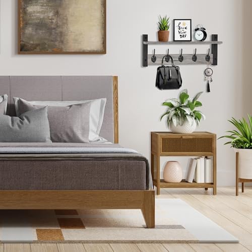 Sorbus Coat Rack Wall Mount with Shelf (Gray, 24 Inch) - Image 6