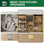 Bamboo Silverware Drawer Organizer, 17.72-29.53 Inch Expandable Large Kitchen Drawer Organizer, 5-8 Slot Flatware with Removable Card Slots & Knife Block for Spoon Butter Knive, Natural - Image 6
