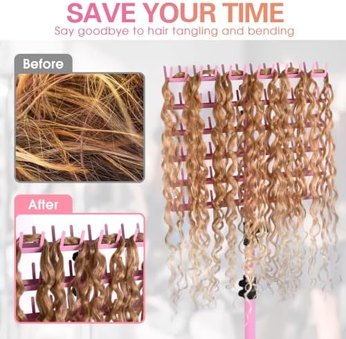Klvied Standing Braiding Hair Rack, 144 Pegs, Pink - Image 4