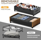 KITHELP Wooden Under Bed Storage with Wheels, Rolling Under the Bed Storage Bins with Removable Lid, Metal Under Bed Drawers for Clothes and Shoes in Bedroom or Living Room(Black Wood-2pack) - Image 5