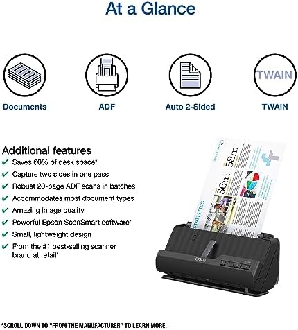 Epson Workforce ES-C220 Compact Document Scanner Duplex 20-pg ADF - Image 3