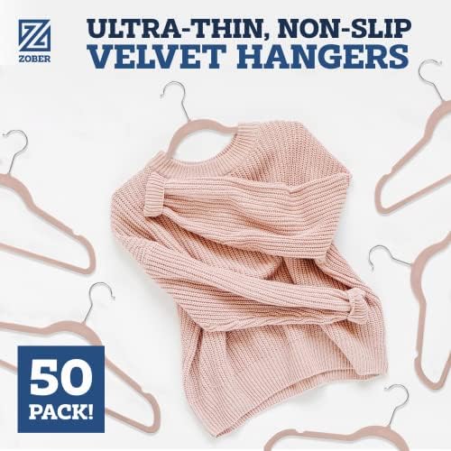 Zober Blush Velvet Hangers 50 Pack, Slim Non Slip Clothes Hangers - Image 2