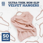 Zober Blush Velvet Hangers 50 Pack, Slim Non Slip Clothes Hangers - Image 2