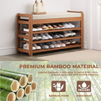 39.4" Shoe Rack Bench with Cushion 3-Tier, Entryway Storage Bench - Image 5