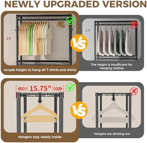 Golpart Heavy Duty Rolling Clothes Rack Wheels Portable Metal Garment Rack - Image 5