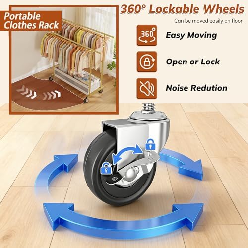 Clothes Rack 210 LBS Double Rods Extra Storage Basket - Image 6
