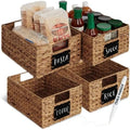 Best Choice Products Set of 4 9x12in Water Hyacinth Pantry Baskets, Woven Organizers w/Chalkboard Label, Chalk Marker - Chestnut by BestChoiceProducts